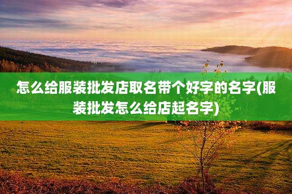 怎么给服装批发店取名带个好字的名字(服装批发怎么给店起名字)