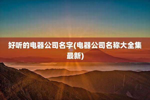 好听的电器公司名字(电器公司名称大全集最新)