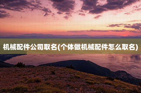 机械配件公司取名(个体做机械配件怎么取名)