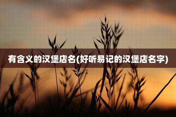 有含义的汉堡店名(好听易记的汉堡店名字)