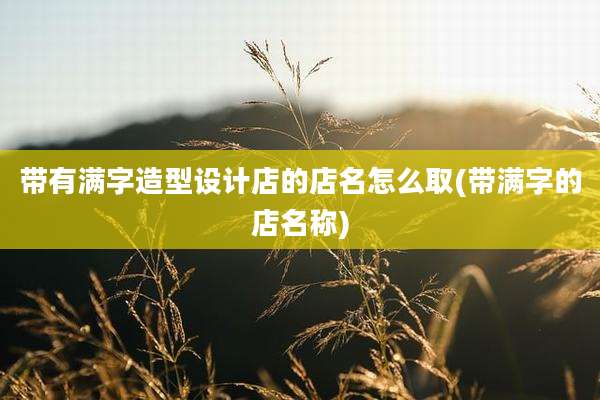 带有满字造型设计店的店名怎么取(带满字的店名称)