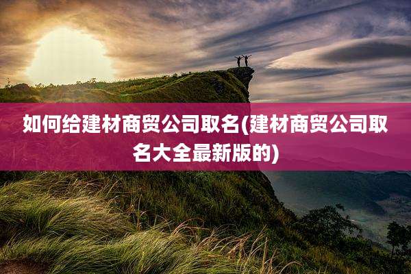 如何给建材商贸公司取名(建材商贸公司取名大全最新版的)