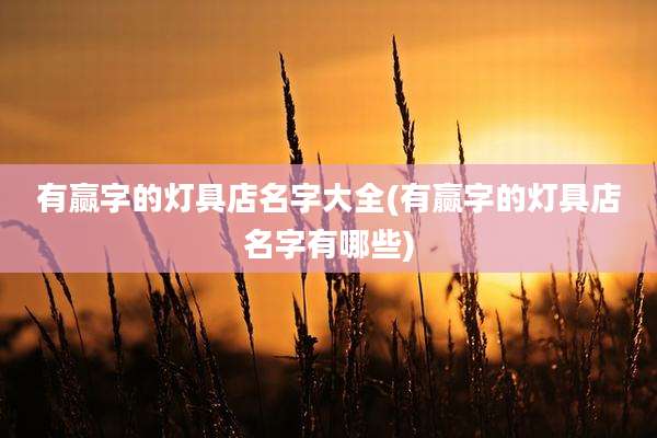 有赢字的灯具店名字大全(有赢字的灯具店名字有哪些)