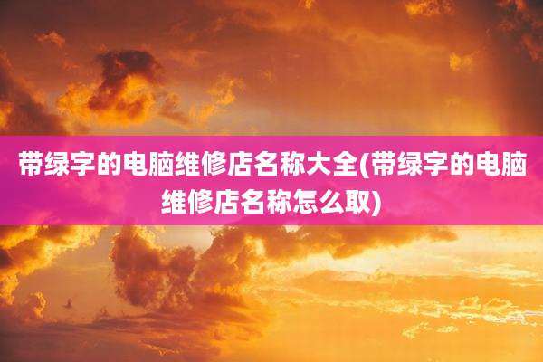 带绿字的电脑维修店名称大全(带绿字的电脑维修店名称怎么取)