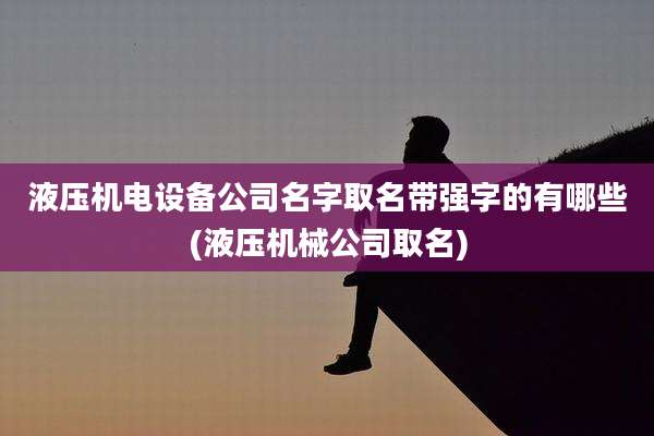 液压机电设备公司名字取名带强字的有哪些(液压机械公司取名)