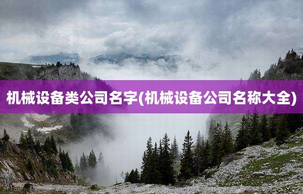 机械设备类公司名字(机械设备公司名称大全)