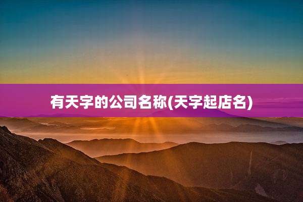 有天字的公司名称(天字起店名)