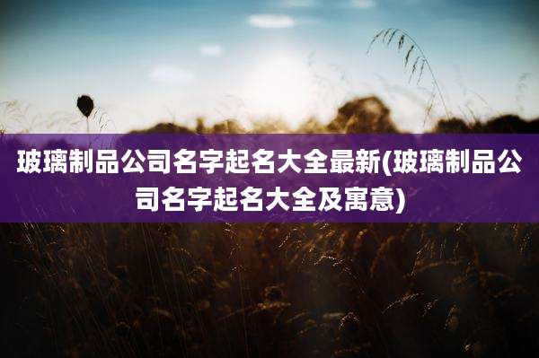 玻璃制品公司名字起名大全最新(玻璃制品公司名字起名大全及寓意)
