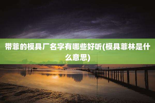 带菲的模具厂名字有哪些好听(模具菲林是什么意思)