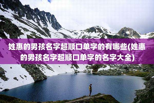 姓惠的男孩名字超顺口单字的有哪些(姓惠的男孩名字超顺口单字的名字大全)