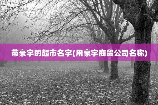 带豪字的超市名字(用豪字商贸公司名称)