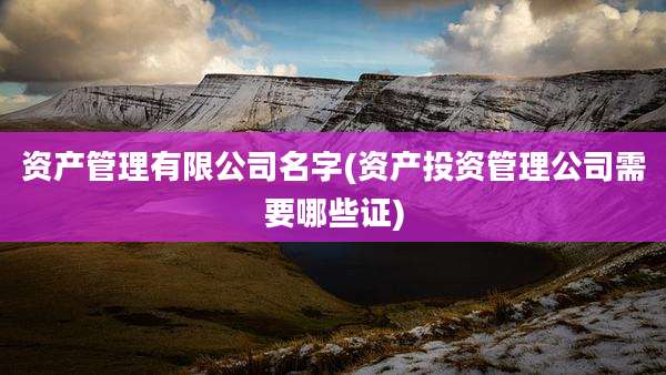 资产管理有限公司名字(资产投资管理公司需要哪些证)
