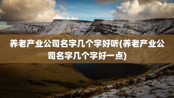 养老产业公司名字几个字好听(养老产业公司名字几个字好一点)