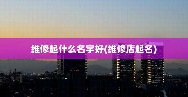 维修起什么名字好(维修店起名)