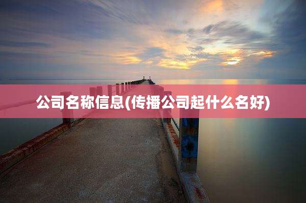 公司名称信息(传播公司起什么名好)