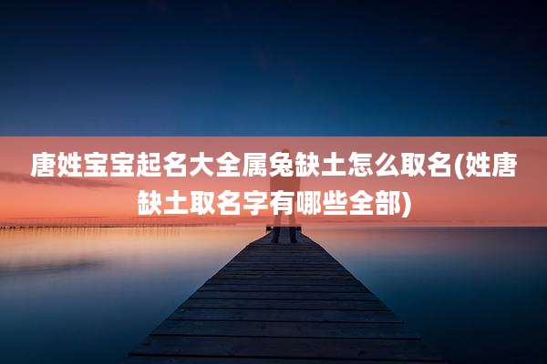唐姓宝宝起名大全属兔缺土怎么取名(姓唐缺土取名字有哪些全部)