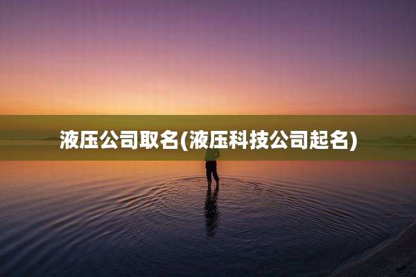 液压公司取名(液压科技公司起名)