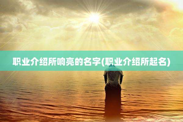 职业介绍所响亮的名字(职业介绍所起名)