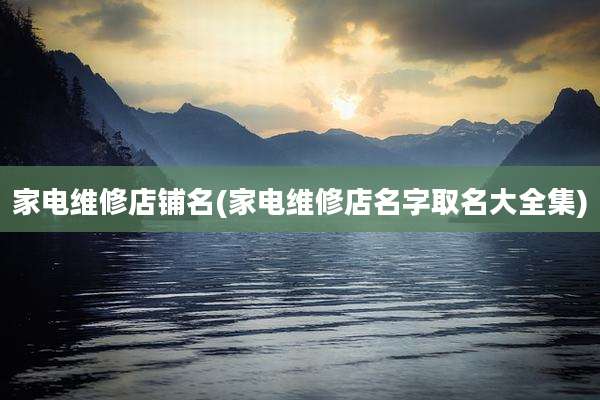 家电维修店铺名(家电维修店名字取名大全集)