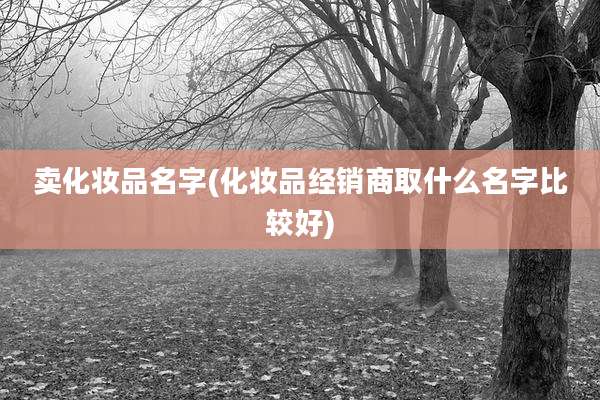 卖化妆品名字(化妆品经销商取什么名字比较好)