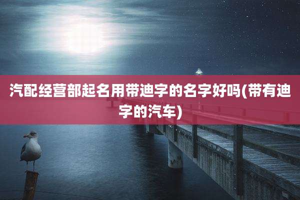 汽配经营部起名用带迪字的名字好吗(带有迪字的汽车)