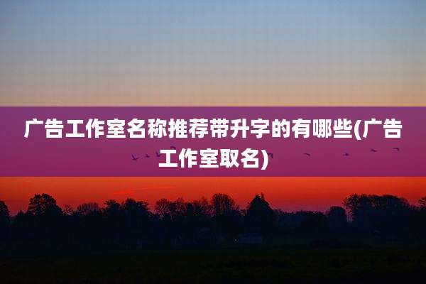 广告工作室名称推荐带升字的有哪些(广告工作室取名)