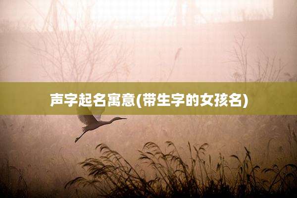 声字起名寓意(带生字的女孩名)