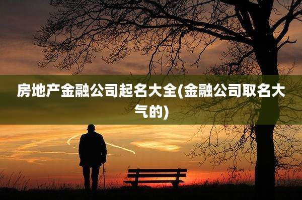 房地产金融公司起名大全(金融公司取名大气的)