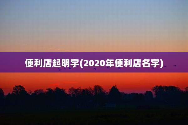 便利店起明字(2020年便利店名字)