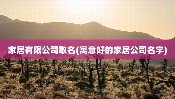 家居有限公司取名(寓意好的家居公司名字)
