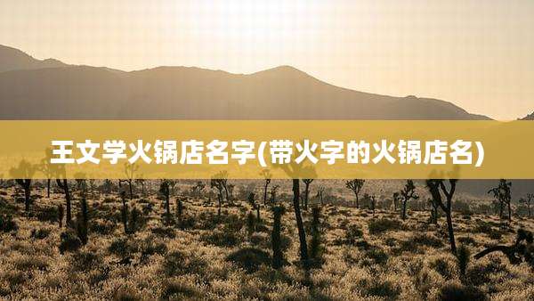 王文学火锅店名字(带火字的火锅店名)