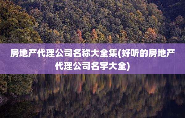 房地产代理公司名称大全集(好听的房地产代理公司名字大全)