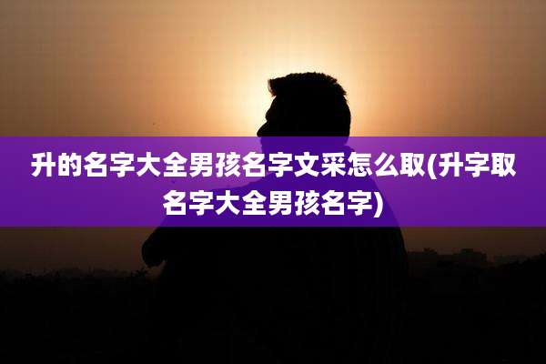 升的名字大全男孩名字文采怎么取(升字取名字大全男孩名字)