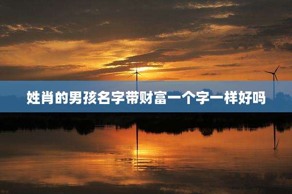 姓肖的男孩名字带财富一个字一样好吗
