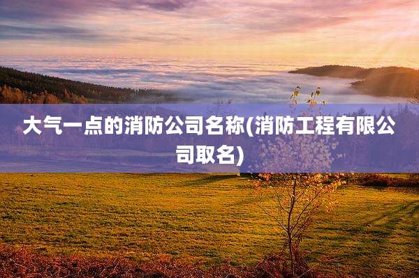 大气一点的消防公司名称(消防工程有限公司取名)
