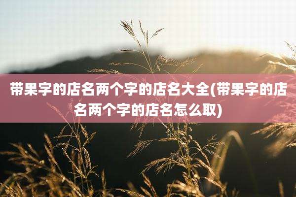 带果字的店名两个字的店名大全(带果字的店名两个字的店名怎么取)