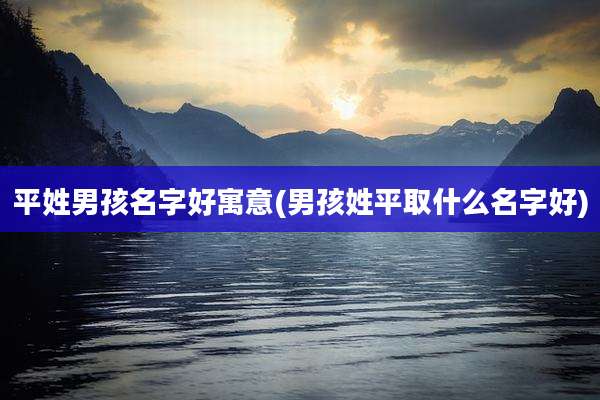 平姓男孩名字好寓意(男孩姓平取什么名字好)
