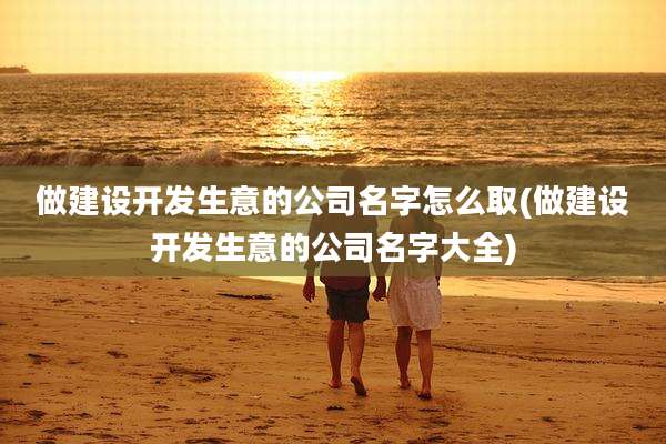 做建设开发生意的公司名字怎么取(做建设开发生意的公司名字大全)