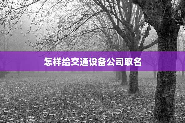 怎样给交通设备公司取名