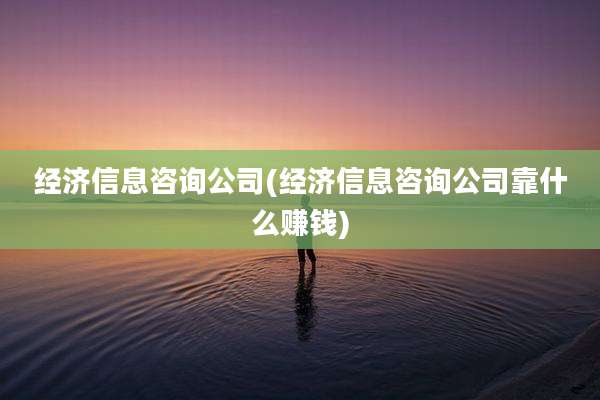 经济信息咨询公司(经济信息咨询公司靠什么赚钱)