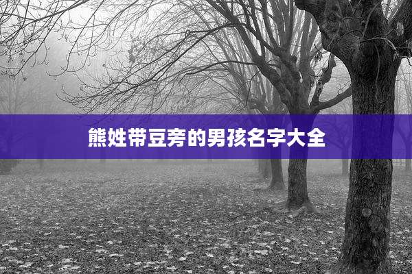 熊姓带豆旁的男孩名字大全