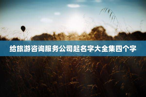 给旅游咨询服务公司起名字大全集四个字