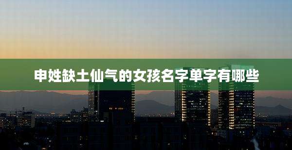 申姓缺土仙气的女孩名字单字有哪些
