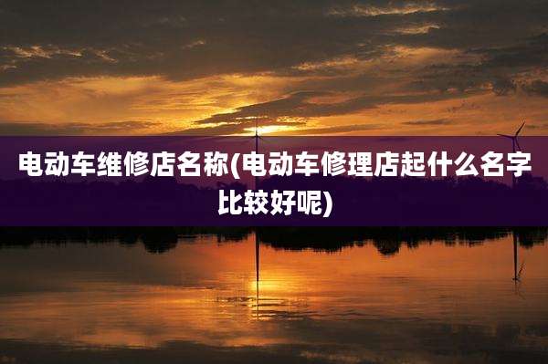 电动车维修店名称(电动车修理店起什么名字比较好呢)
