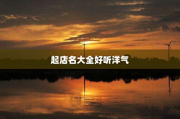 起店名大全好听洋气