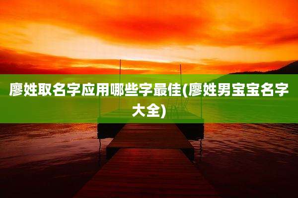 廖姓取名字应用哪些字最佳(廖姓男宝宝名字大全)
