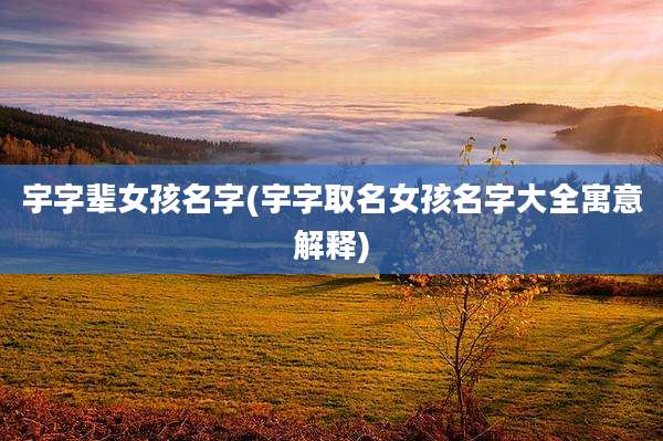 宇字辈女孩名字(宇字取名女孩名字大全寓意解释)