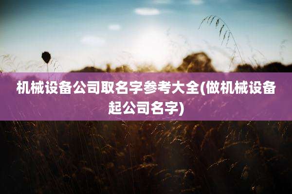 机械设备公司取名字参考大全(做机械设备起公司名字)