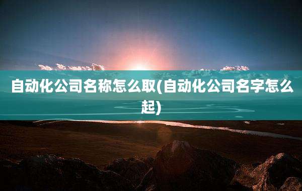 自动化公司名称怎么取(自动化公司名字怎么起)