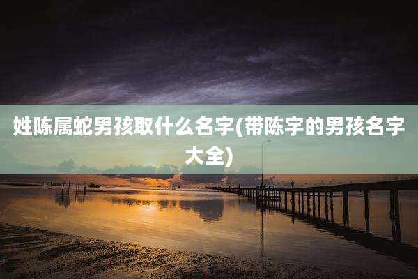 姓陈属蛇男孩取什么名字(带陈字的男孩名字大全)